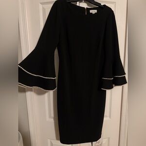 Calvin Klein Black Dress with Pearl Trim